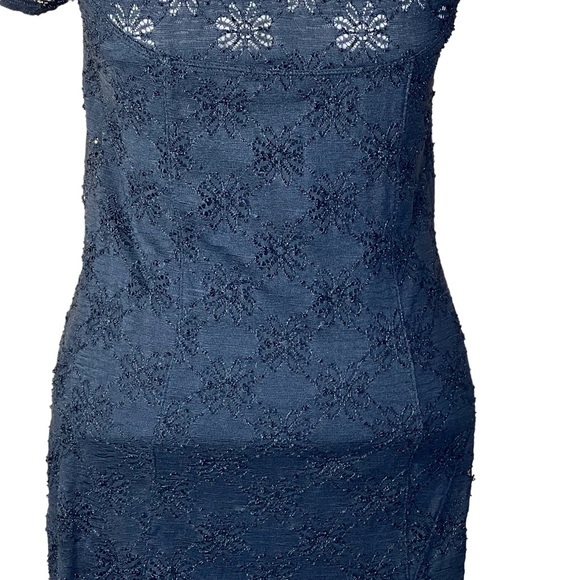 Free People Black Stretchy Lace Like Dress With Flower Design Fits Small… - Picture 3 of 15